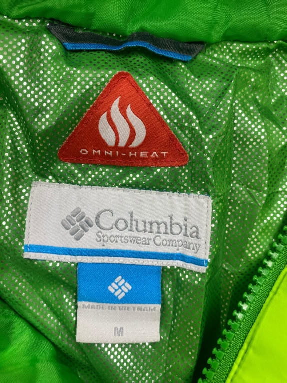 Columbia Omni-Heat Puffer Jacket Lime Green with Hood Unisex M