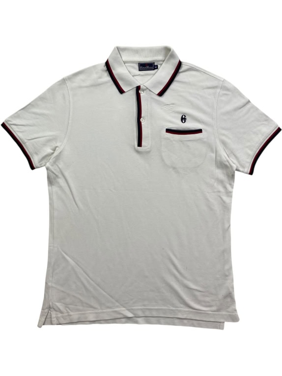 CONTE OF FLORENCE KNIT POLO SHIRT WITH POCKET WHITE MEN'S M