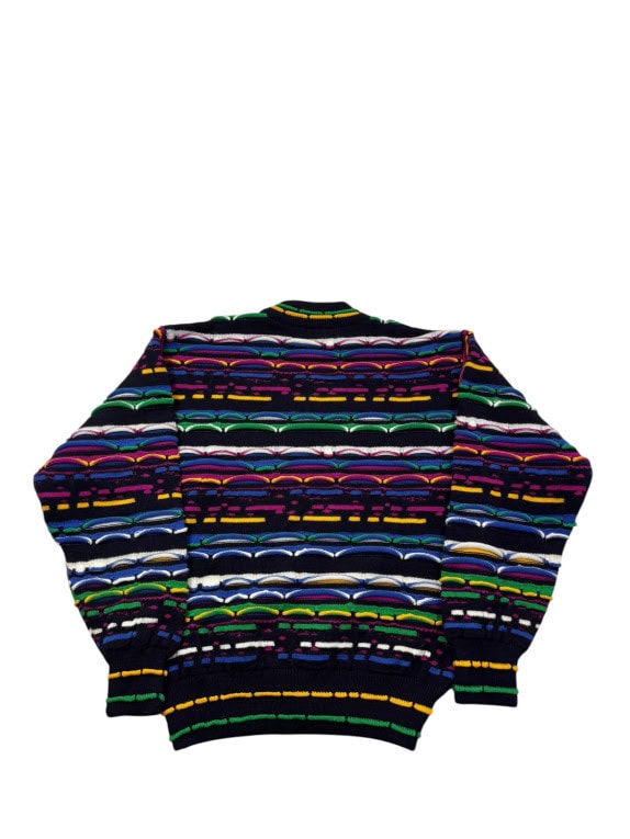 CONTE OF FLORENCE MAGLIONE IN MAGLIA VINTAGE NERO MULTICOLORE UOMO PRE OWNED L