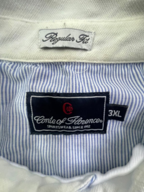 CONTE OF FLORENCE POLO SHIRT ΡΙΓΕ LOGO ΜΠΛΕ/ΓΚΡΙ ΑΝΔΡΙΚΟ XXXL