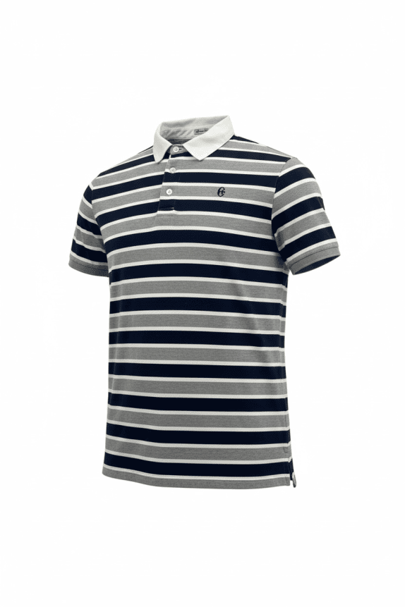 CONTE OF FLORENCE POLO SHIRT ΡΙΓΕ LOGO ΜΠΛΕ/ΓΚΡΙ ΑΝΔΡΙΚΟ XXXL
