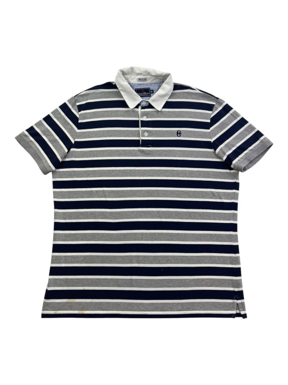 CONTE OF FLORENCE POLO SHIRT ΡΙΓΕ LOGO ΜΠΛΕ/ΓΚΡΙ ΑΝΔΡΙΚΟ XXXL