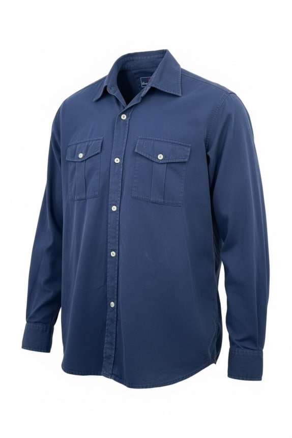 CONTE OF FLORENCE CAMICIA VINTAGE DOUBLE POCKET BLU DA UOMO L