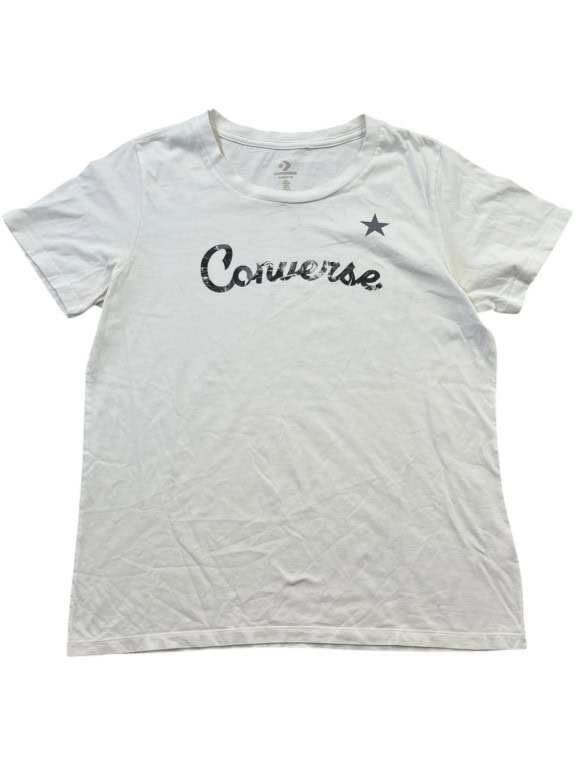 CONVERSE T SHIRT SPELL OUT WHITE WOMEN PRE OWNED M