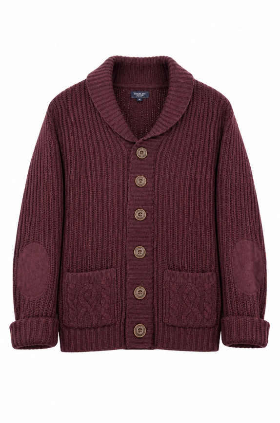 COTTON CLUB CARDIGAN IN MAGLIA CON BOTTONI BORDEAUX UNISEX PRE OWNED XL
