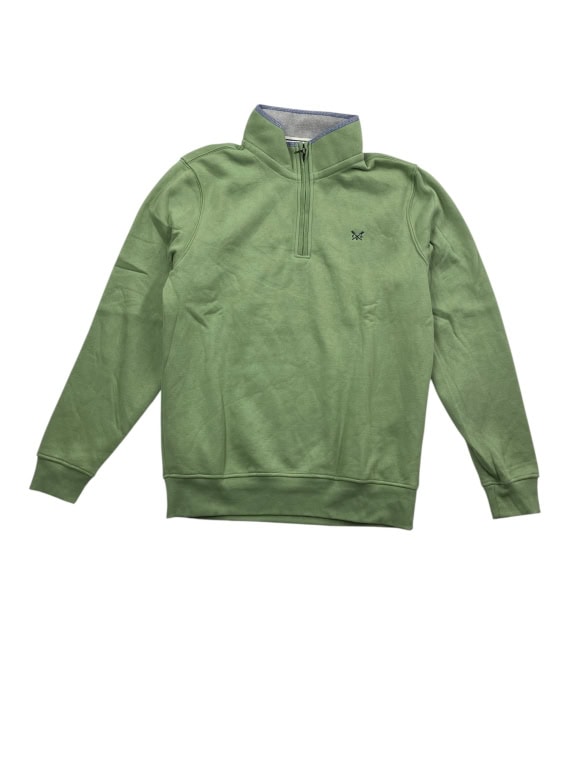Crew Clothing Company Φούτερ Half-Zip CASUAL Κεντητό Λογότυπο Πράσινο Ανδρικό M