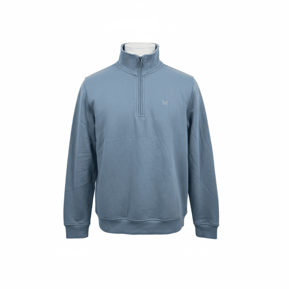 CREW CLOTHING COMPANY Half-Zip Sweatshirt Casual Logo Light Blue Men’s M
