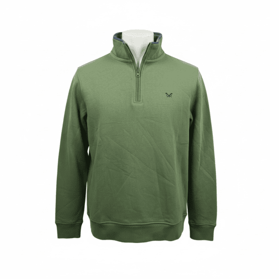 CREW CLOTHING COMPANY Φούτερ Half-Zip Casual Logo Πράσινο Ανδρικό M
