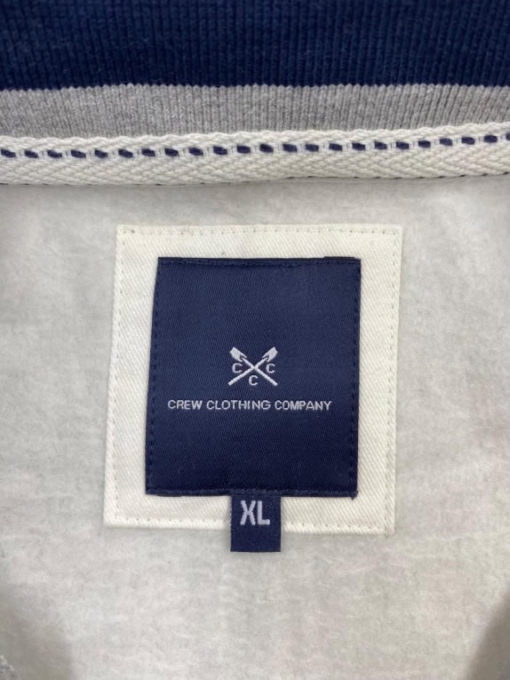 CREW CLOTHING COMPANY 1/4 Zip Sweatshirt Minimal Logo Grey Men's XL