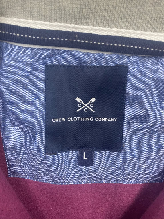 CREW CLOTHING COMPANY felpa con zip a 1/4 (quarter zip) logo bordeaux da uomo L