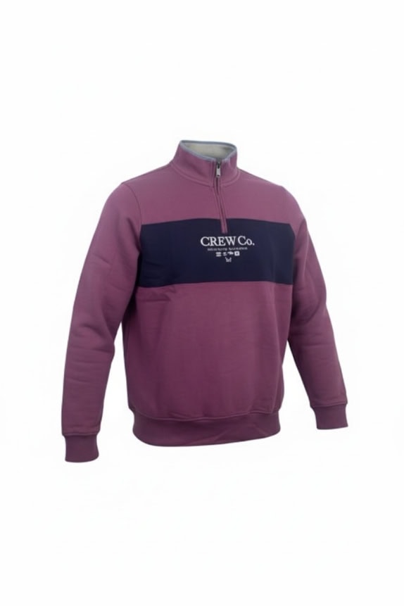 CREW CLOTHING COMPANY ΦΟΥΤΕΡ ΜΕ ΦΕΡΜΟΥΑΡ 1/4 (QUARTER ZIP) LOGO BURGUNDY ΑΝΔΡΙΚΟ L