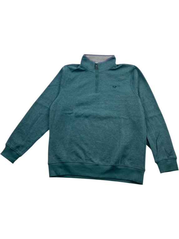 CREW CLOTHING COMPANY FELPA CON ZIP 1/4 VERDE PETROLIO DA UOMO XL