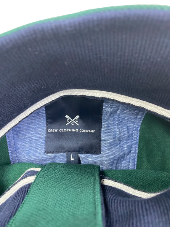 Crew Clothing Company Μπλούζα Polo Rugby Casual Ριγέ Πράσινο Μπορντό Ανδρική L