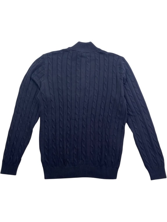 CREW CLOTHING COMPANY Πλεκτή Μπλούζα Cable Knit Half-Zip Μπλε Ανδρική XL