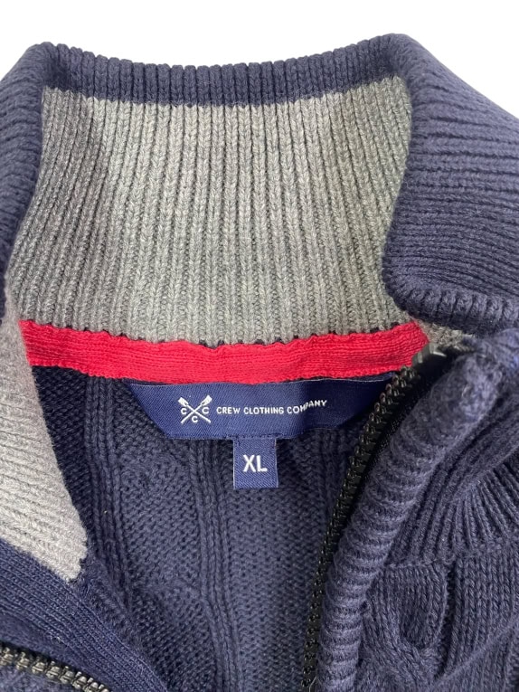 CREW CLOTHING COMPANY Πλεκτή Μπλούζα Cable Knit Half-Zip Μπλε Ανδρική XL