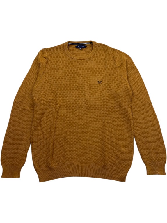 CREW CLOTHING COMPANY Πλεκτό Πουλόβερ Casual Κίτρινο Μουσταρδί Ανδρικό XL