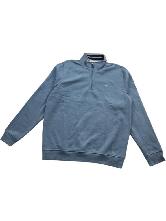CREW CLOTHING HALF-ZIP SWEATSHIRT CASUAL LOGO GREEN-TEAL MEN'S XL
