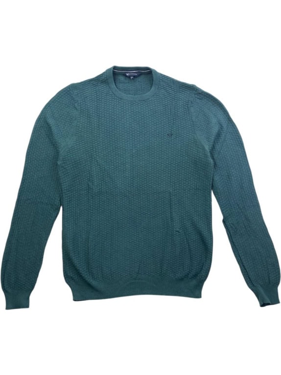 CREW CLOTHING Πλεκτή Μπλούζα Textured Πετρόλ Ανδρική XXL