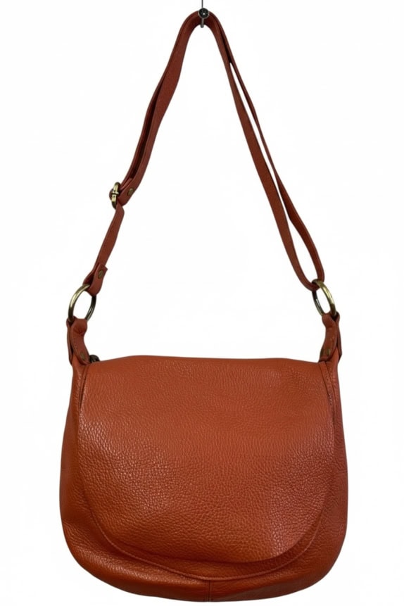 LEATHER CROSSBODY SHOULDER BAG ORANGE
