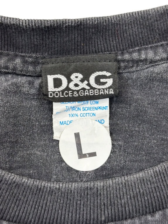 D G DOLCE GABBANA T SHIRT GRAPHIC FADED BLACK MENS PRE OWNED L