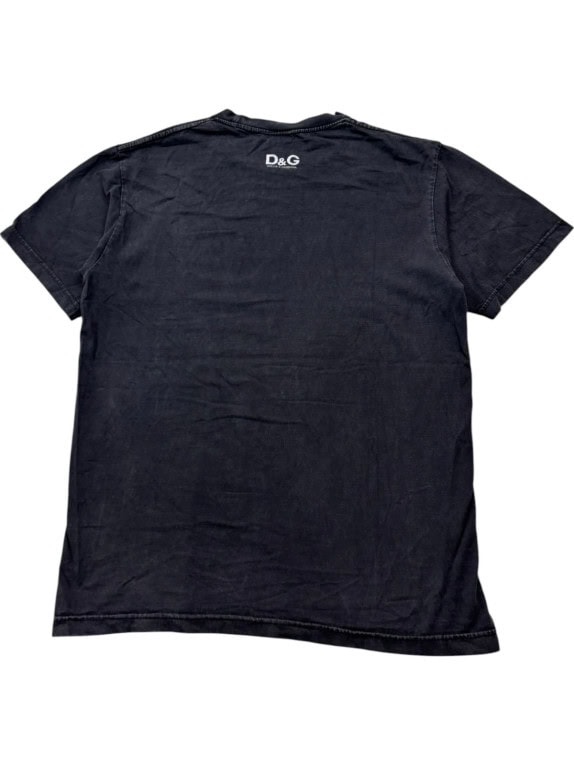 D G DOLCE GABBANA T SHIRT GRAPHIC FADED BLACK MENS PRE OWNED L