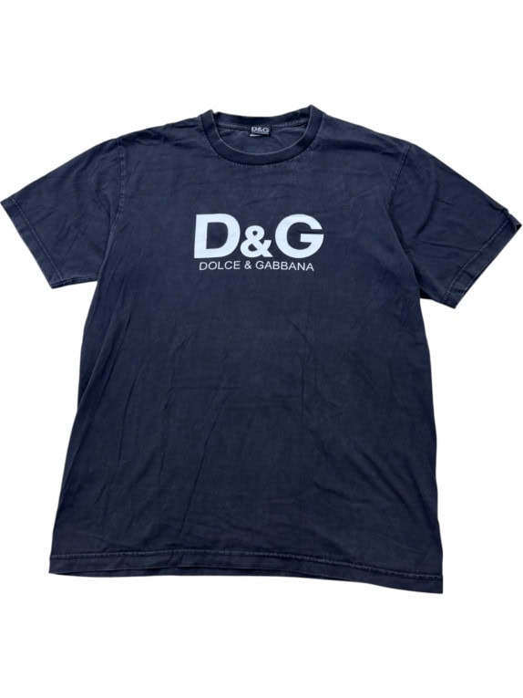 D G DOLCE GABBANA T SHIRT GRAPHIC FADED BLACK MENS PRE OWNED L