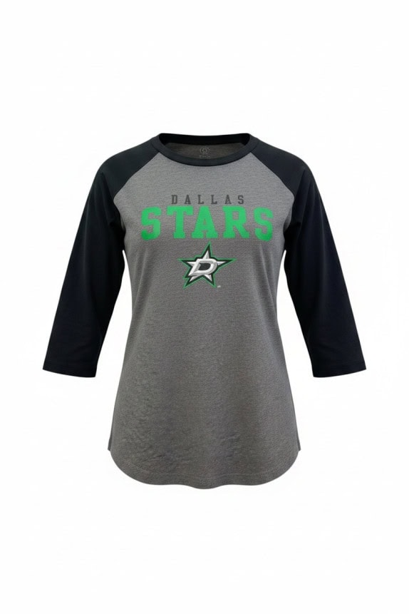 DALLAS STARS ΓΚΡΙ ΚΑΙ ΜΑΥΡΟ RAGLAN GRAPHIC TEE ΓΥΝΑΙΚΕΙΟ PRE OWNED S
