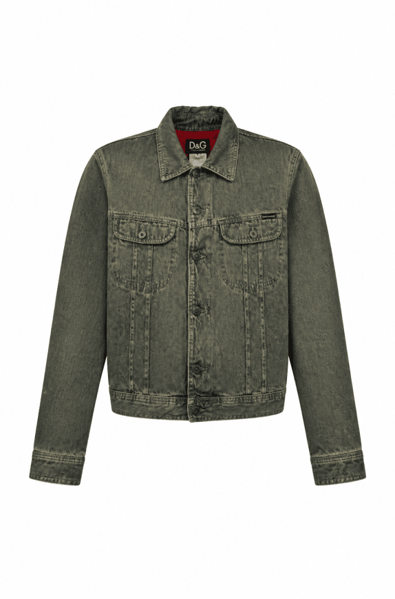D&G Dolce & Gabbana Denim Jacket Vintage Με Λογότυπο Μπλε/Λαδί Ανδρικό M