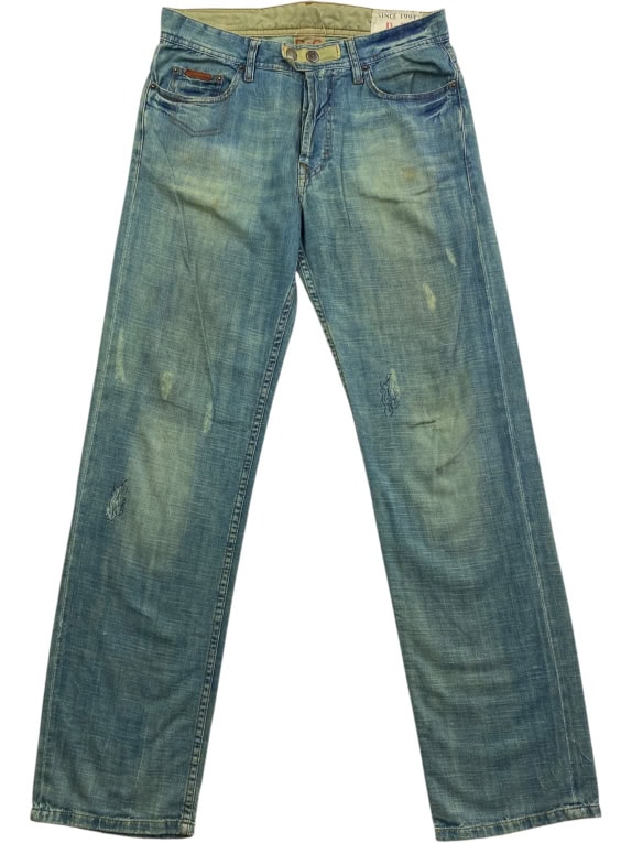 D&G DOLCE & GABBANA JEANS ΠΑΝΤΕΛΟΝΙ VINTAGE DISTRESSED LOGO PATCH ΜΠΛΕ ΑΝΔΡΙΚΟ M