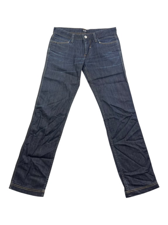 D&G DOLCE & GABBANA JEANS ΠΑΝΤΕΛΟΝΙ VINTAGE LEATHER LOGO ΜΠΛΕ ΑΝΔΡΙΚΟ M