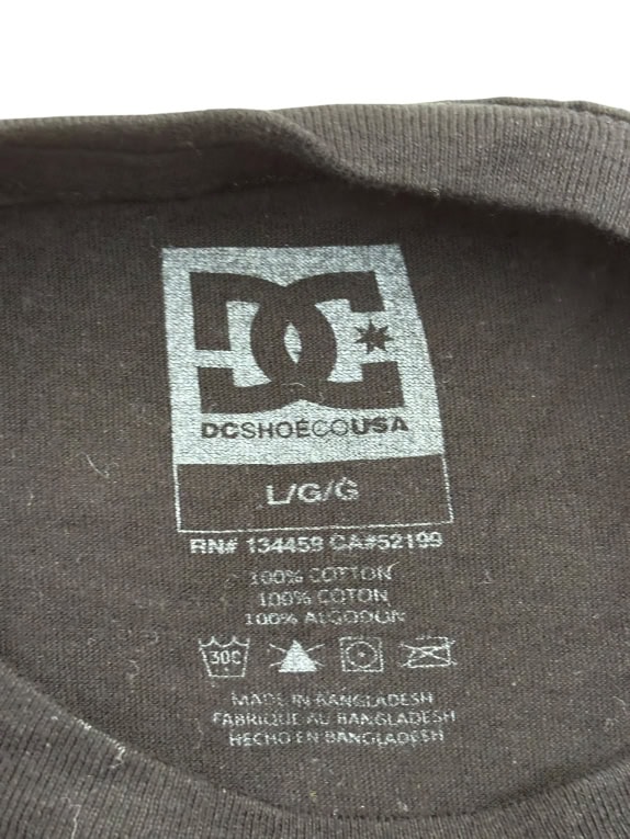 DC SHOES LONG SLEEVE T-SHIRT BIG LOGO STREETWEAR BLACK UNISEX L