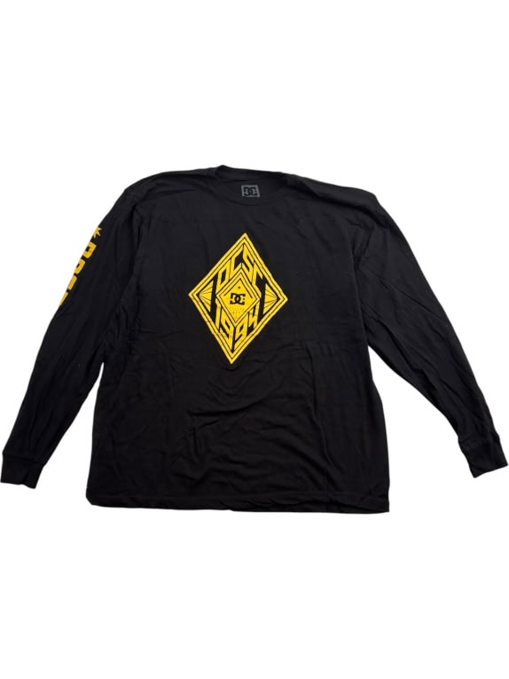 DC SHOES LONG SLEEVE T-SHIRT BIG LOGO STREETWEAR BLACK UNISEX L