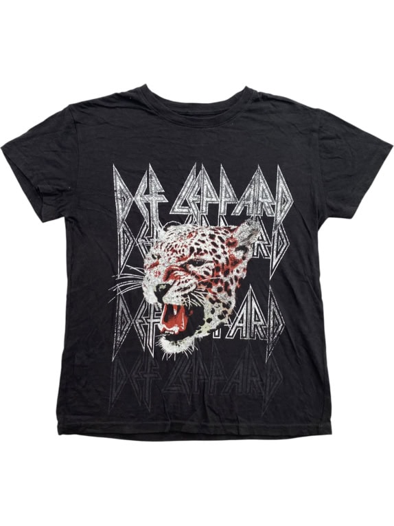 DEF LEPPARD T-SHIRT VINTAGE STYLE ΛΟΓΟΤΥΠΟ ΜΑΥΡΟ UNISEX SMALL preowned