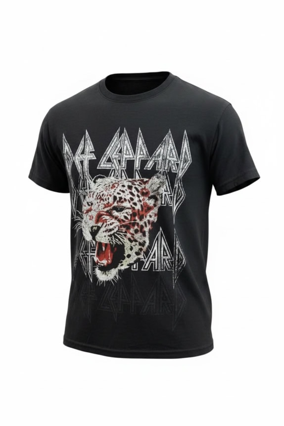 DEF LEPPARD T-SHIRT VINTAGE STYLE ΛΟΓΟΤΥΠΟ ΜΑΥΡΟ UNISEX SMALL preowned