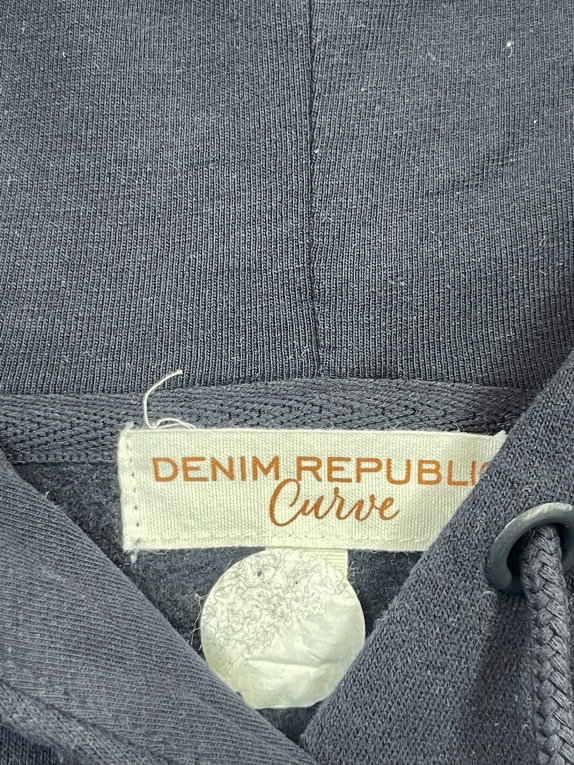 Denim Republic Hoodie Logo Μπλε Σκούρο Γυναικείο 2XL