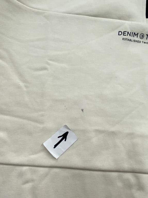 Denim Tom Tailor Φούτερ 1/4 Zip Casual Logo Εκρού Ανδρικό XXL