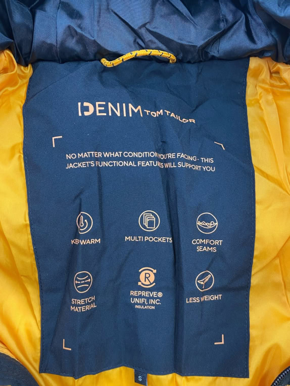 DENIM TOM TAILOR Μπουφάν Puffer Outdoor Logo Κίτρινο/Μαύρο Ανδρικό L