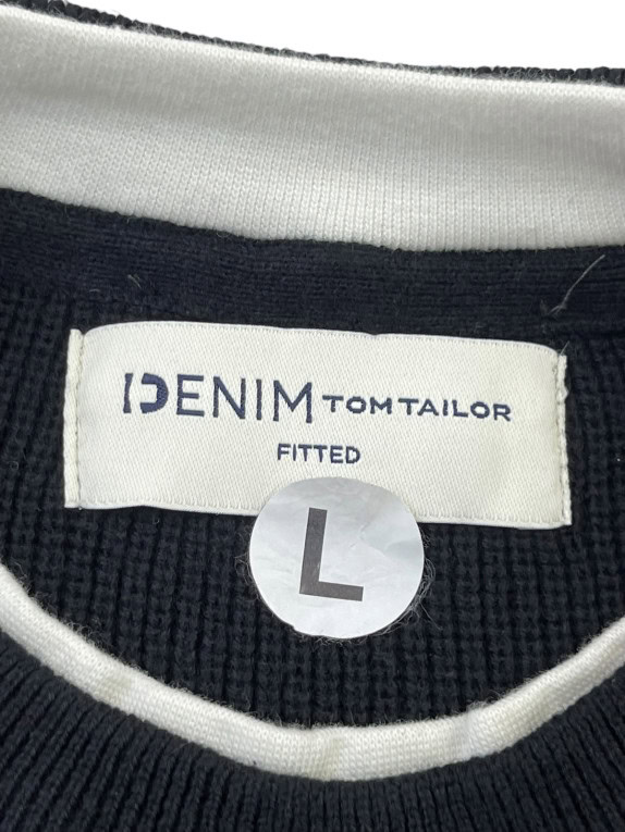 DENIM TOM TAILOR KNIT SWEATER MINIMAL NAVY MENS PRE OWNED L