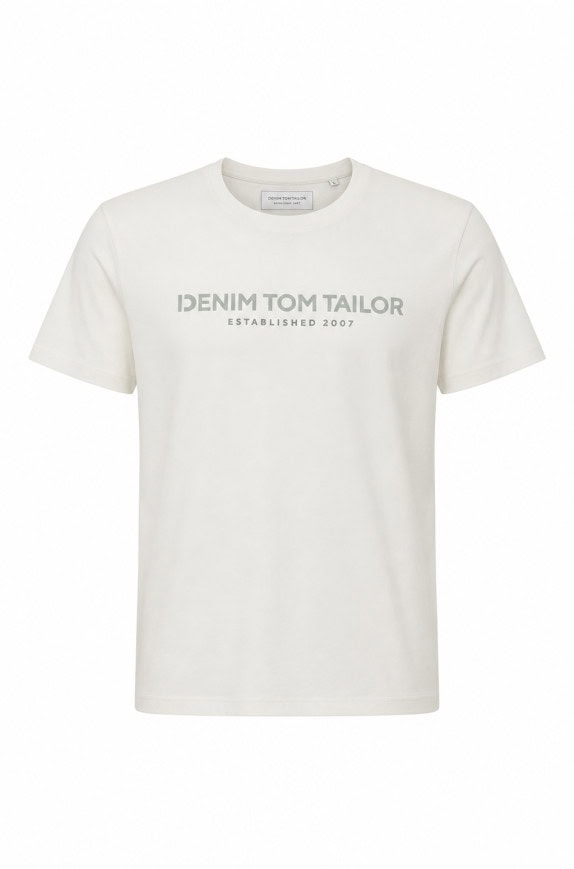 DENIM TOM TAILOR T SHIRT MINIMAL OFF WHITE ΑΝΤΡΙΚΟ PRE OWNED L