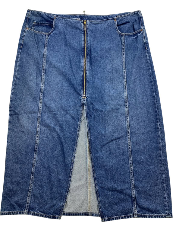 Denim Vintage Midi Φούστα Μπλε Γυναικεία 3XL/4XL