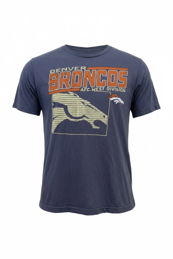DENVER BRONCOS GRAPHIC TEE RETRO BLUE MEN PRE OWNED L