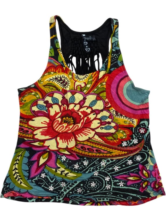 DESIGUAL Αμάνικη Μπλούζα (Tank Top) Boho Floral Πολύχρωμη Γυναικεία Small