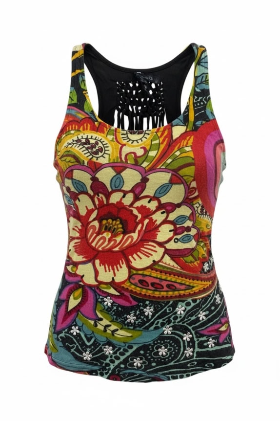DESIGUAL Canotta Boho floreale multicolore da donna Small