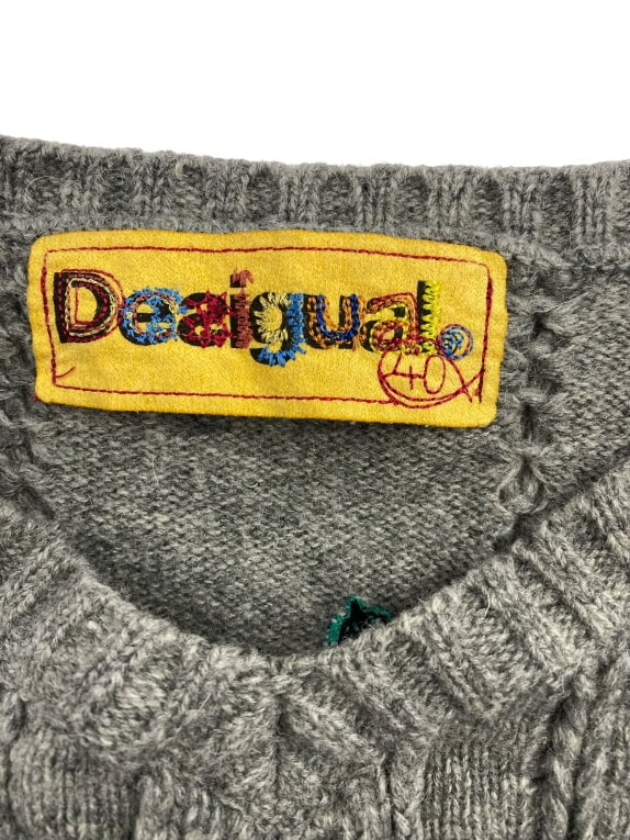 DESIGUAL Φόρεμα Mini Πλεκτό & Patchwork Γκρι Πολύχρωμο Γυναικείο L (40)