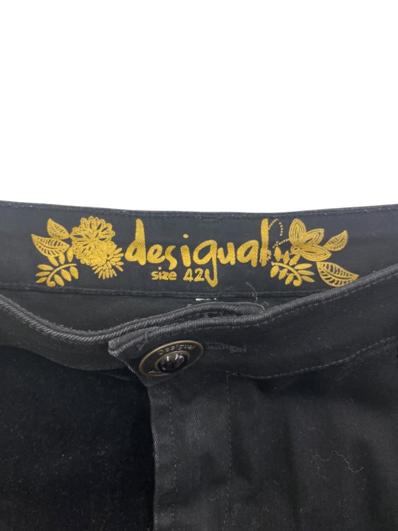 DESIGUAL Patchwork Skirt Vintage with Logo Black Women's L