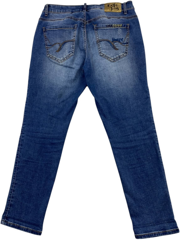 DESIGUAL JEANS VINTAGE DISTRESSED EMBROIDERY ΜΠΛΕ ΓΥΝΑΙΚΕΙΟ S