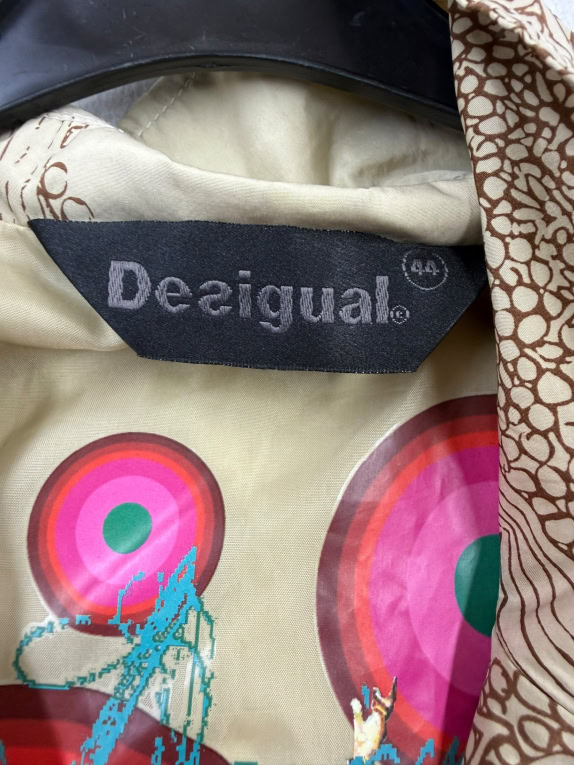 DESIGUAL TRENCH COAT FLORAL PATTERN BEIGE WOMEN'S L