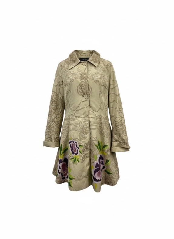 DESIGUAL ΚΑΠΑΡΝΤΙΝΑ TRENCH COAT FLORAL PATTERN BEIGE ΓΥΝΑΙΚΕΙΑ L