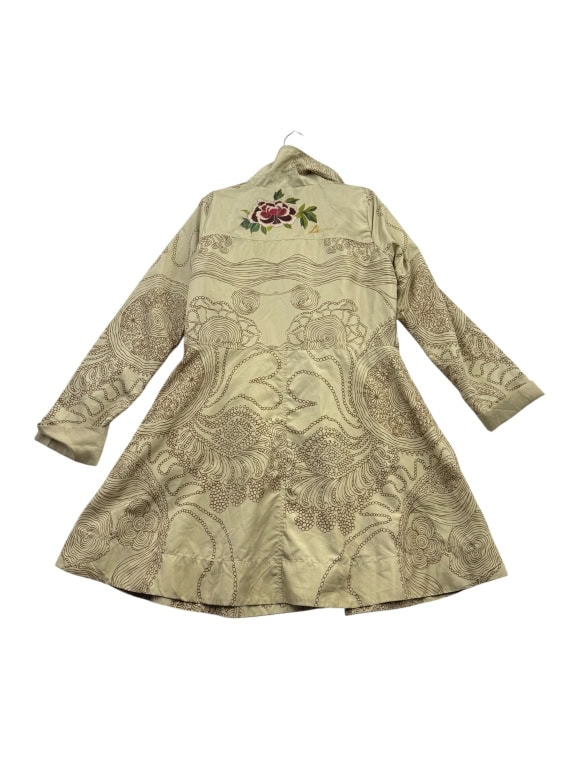 DESIGUAL TRENCH COAT FLORAL PATTERN BEIGE WOMEN'S L
