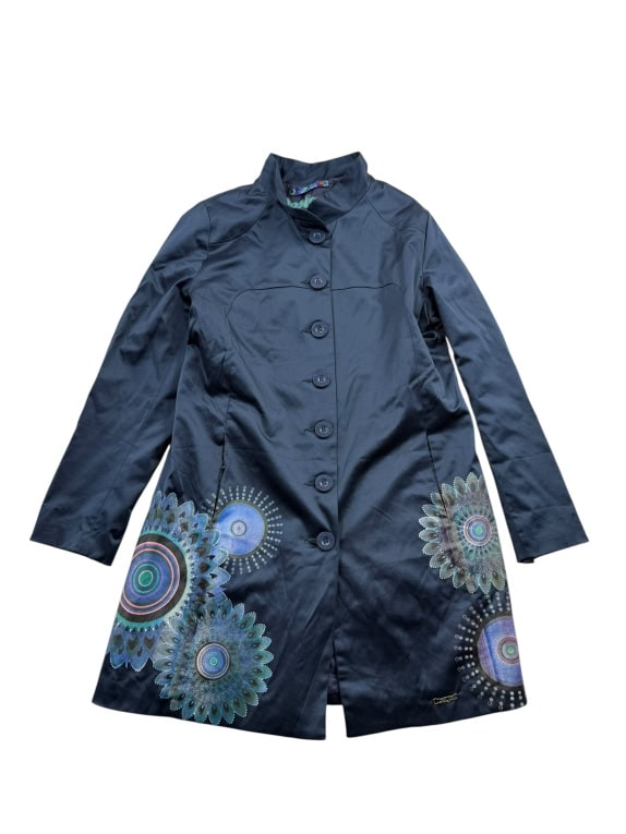 DESIGUAL CAPPOTTO VINTAGE MANDALA PRINT BLU SCURO DONNA L